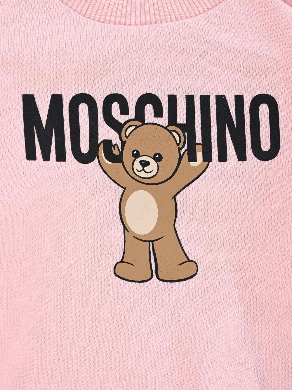Felpa per neonata Moschino Kids rosa con logo Teddy Bear - Rubino Kids