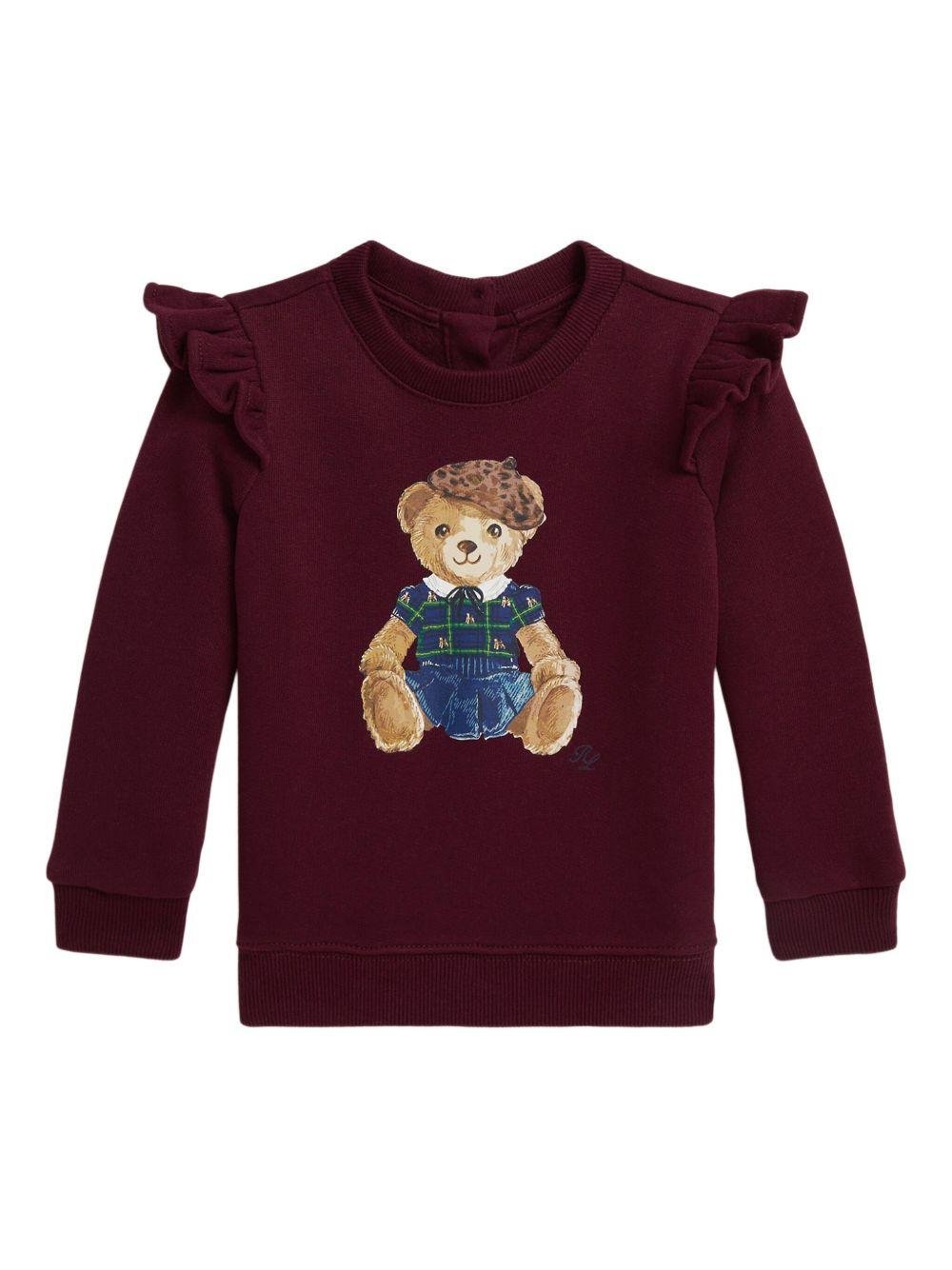 Felpa per neonata Polo Ralph Lauren Kids rossa con stampa Polo Bear - Rubino Kids
