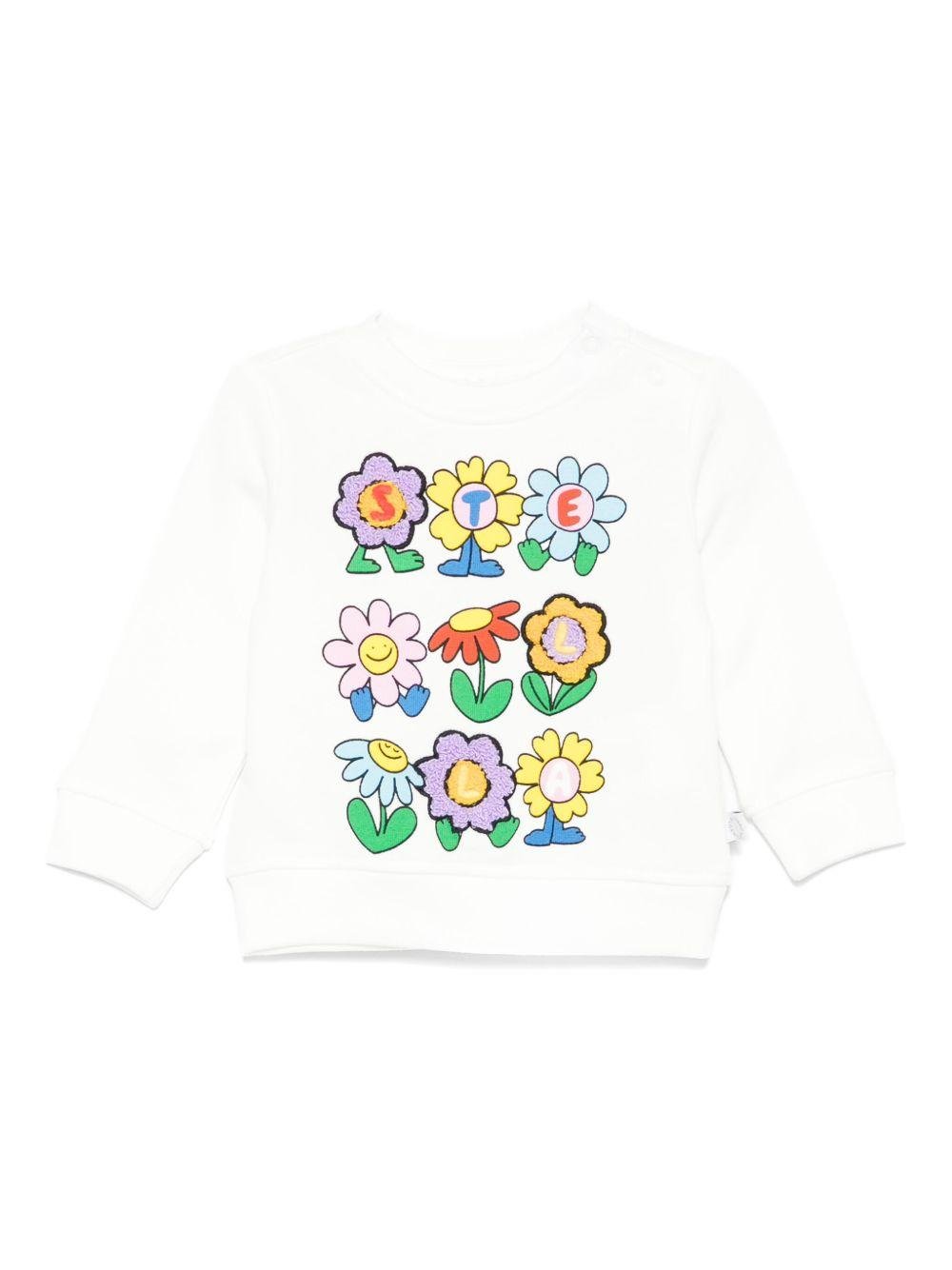 Felpa per neonata Stella McCartney Kids bianco con stampa a fiori - Rubino Kids