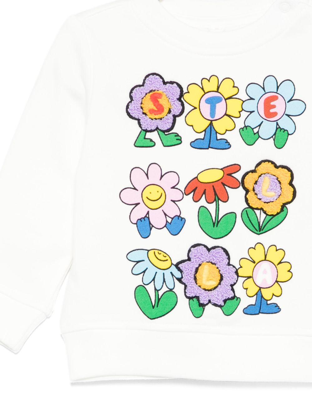 Felpa per neonata Stella McCartney Kids bianco con stampa a fiori - Rubino Kids