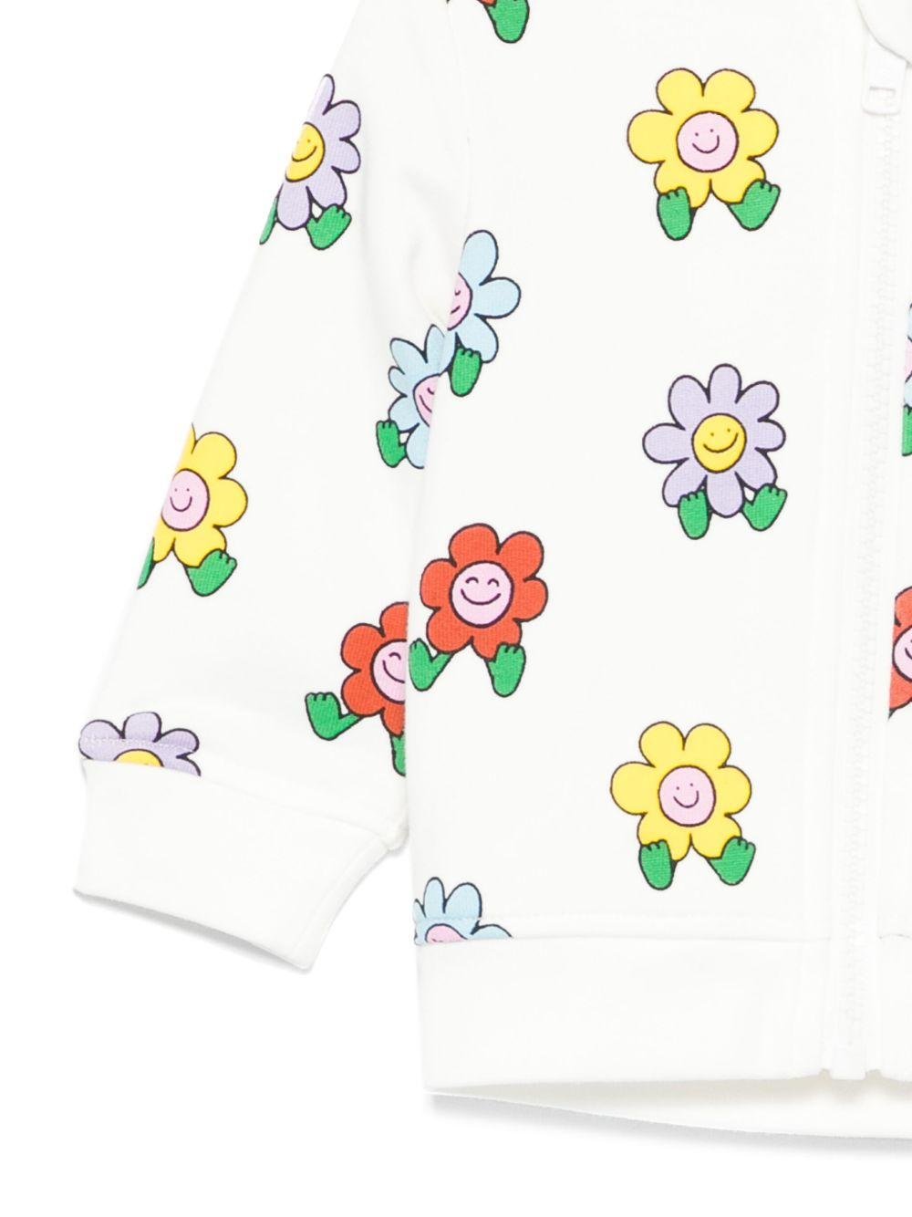 Felpa per neonata Stella McCartney Kids bianco con stampa floreale e cappuccio - Rubino Kids