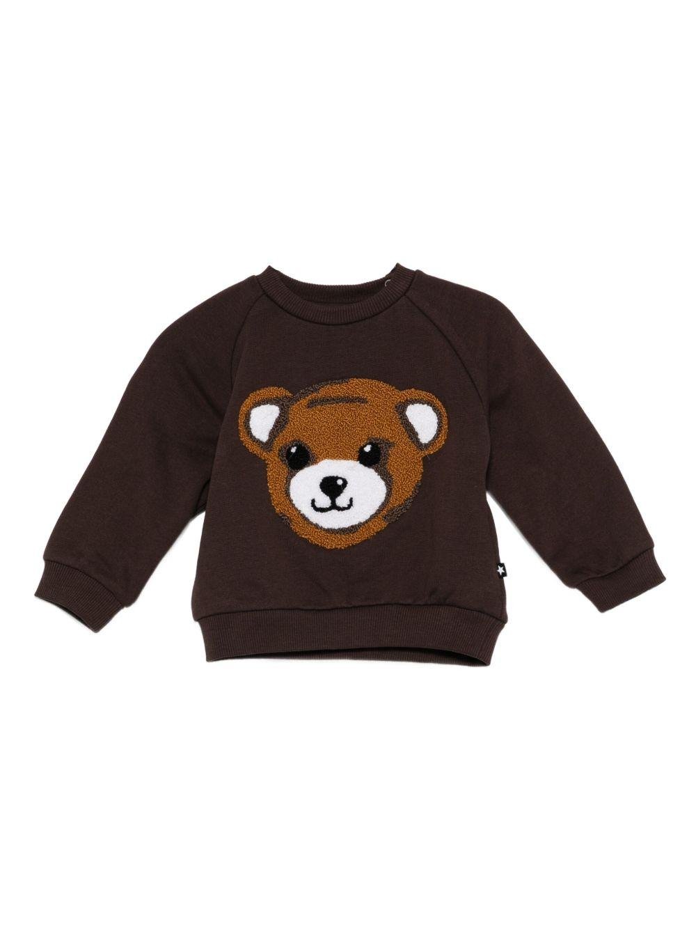 Felpa per neonati Molo marrone con orsetto ricamato - Rubino Kids