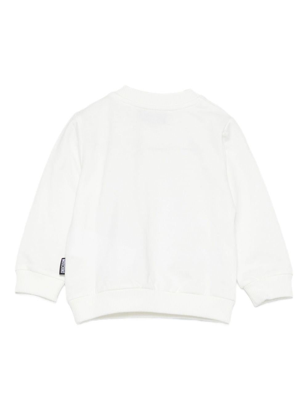 Felpa per neonati Moschino Kids bianco con logo Teddy Bear - Rubino Kids