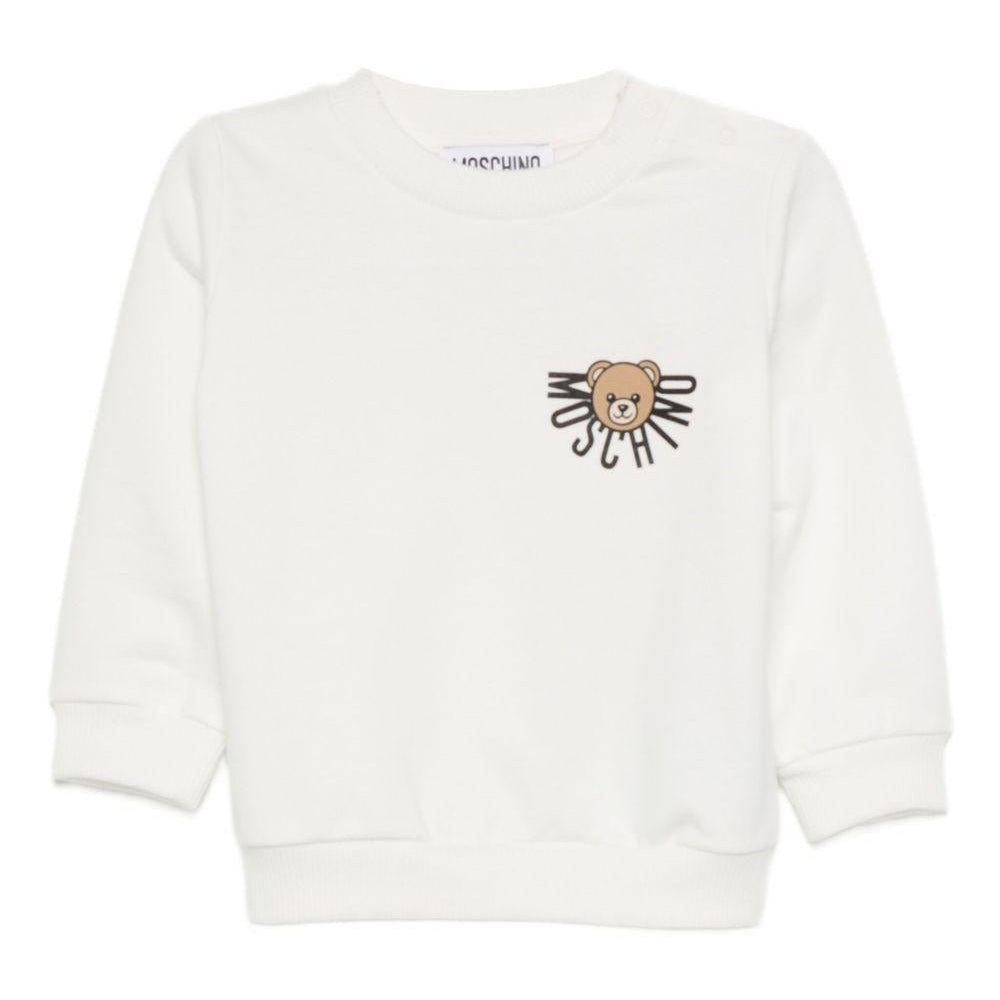 Felpa per neonati Moschino Kids bianco con logo Teddy Bear - Rubino Kids
