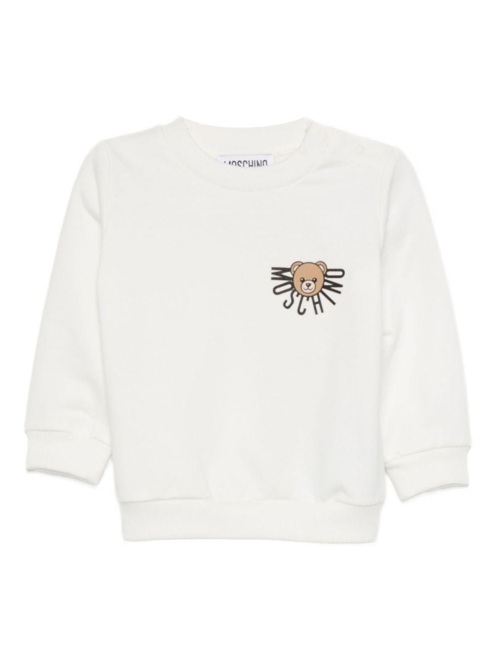 Felpa per neonati Moschino Kids bianco con logo Teddy Bear - Rubino Kids