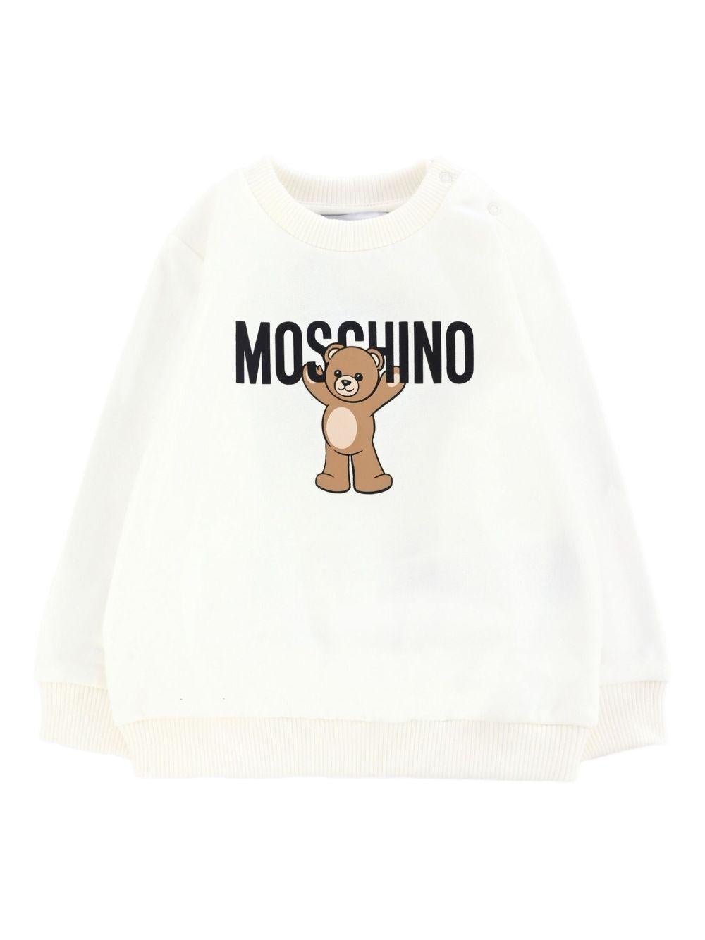 Felpa per neonati Moschino Kids bianco con logo Teddy Bear - Rubino Kids