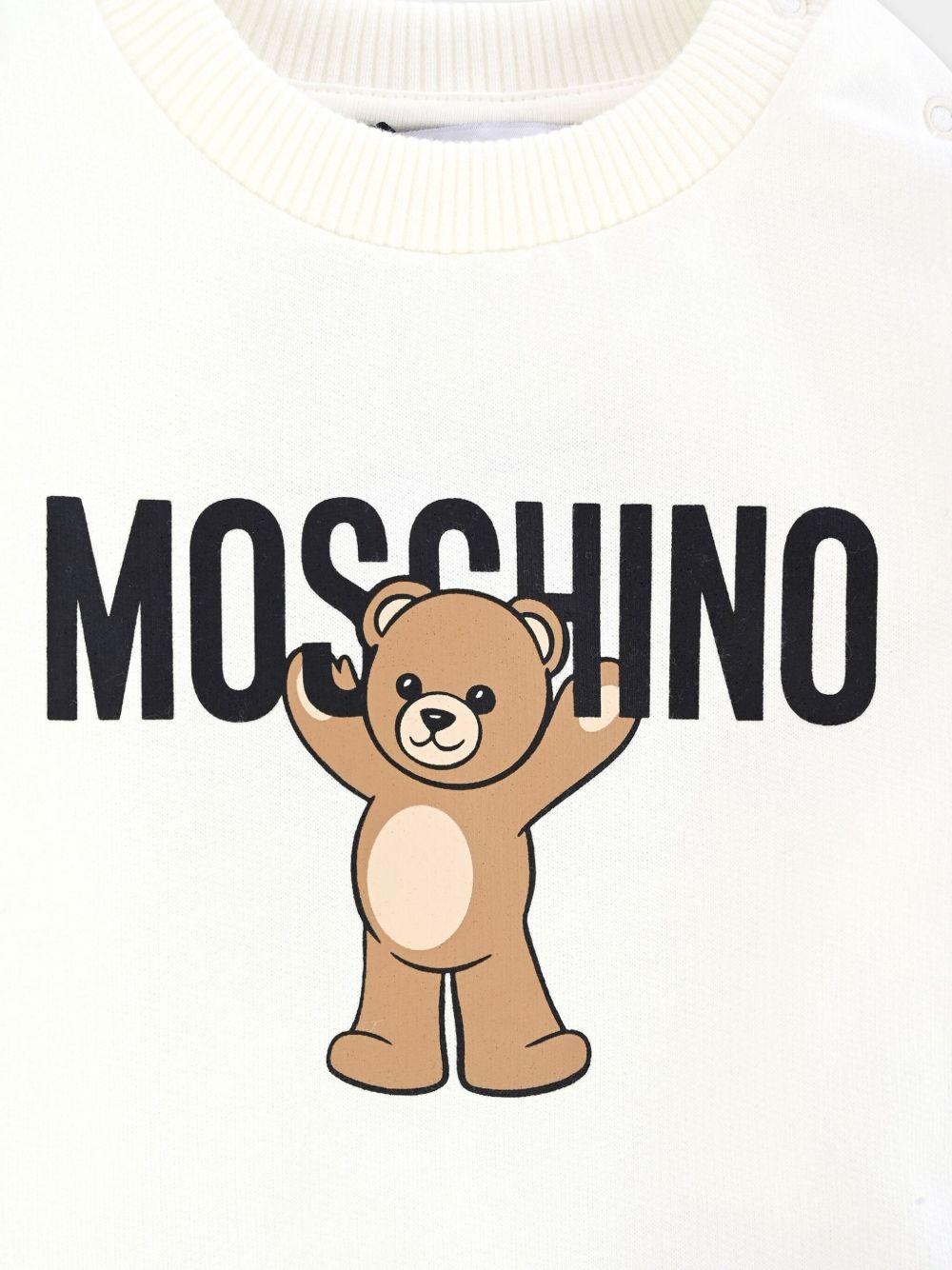 Felpa per neonati Moschino Kids bianco con logo Teddy Bear - Rubino Kids