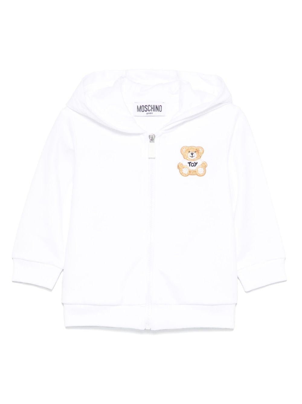 Felpa per neonati Moschino Kids bianco con motivo Teddy Bear con cappuccio - Rubino Kids