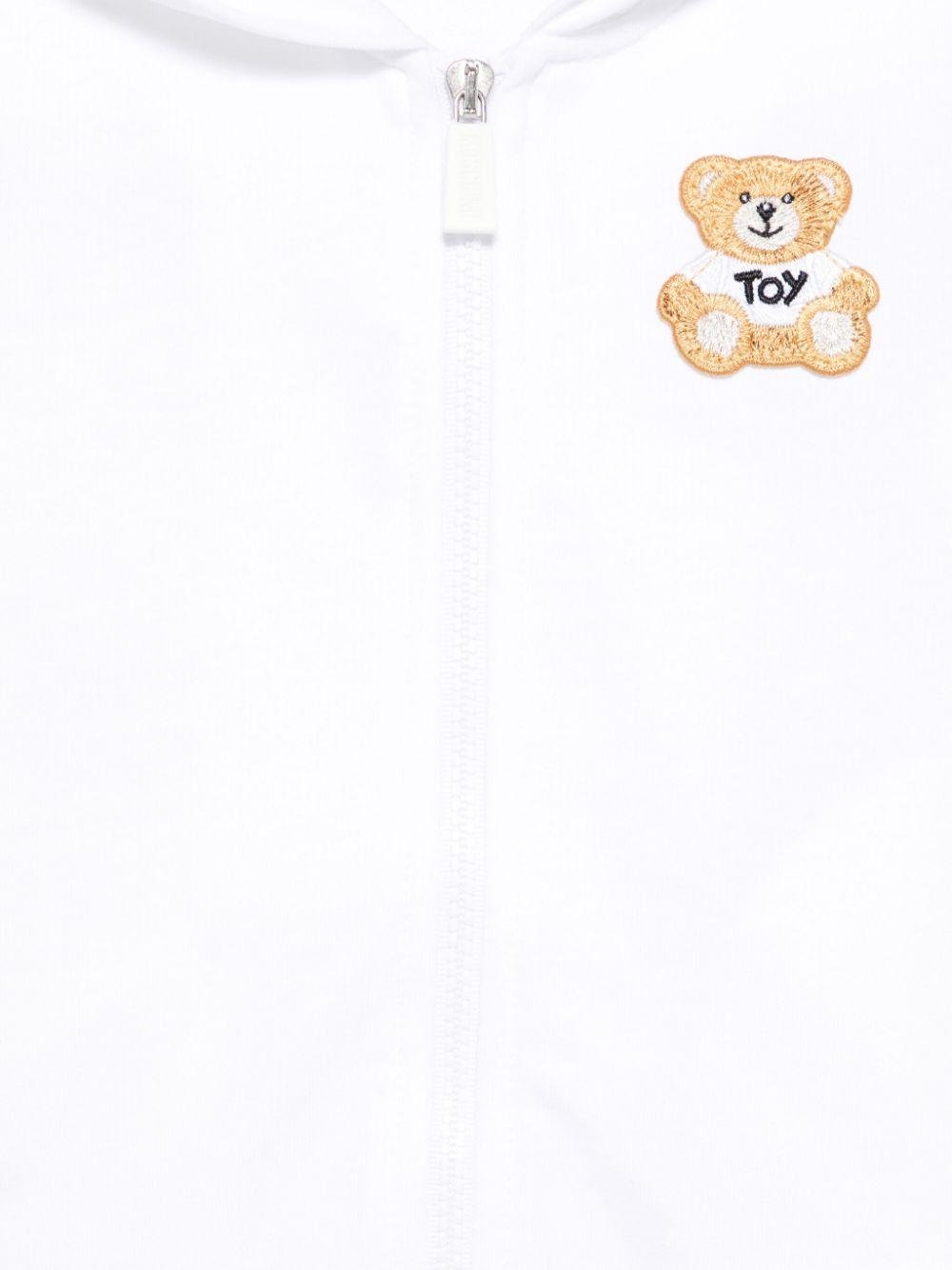 Felpa per neonati Moschino Kids bianco con motivo Teddy Bear con cappuccio - Rubino Kids