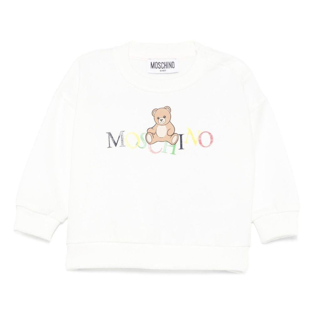 Felpa per neonati Moschino Kids bianco con stampa logo - Rubino Kids