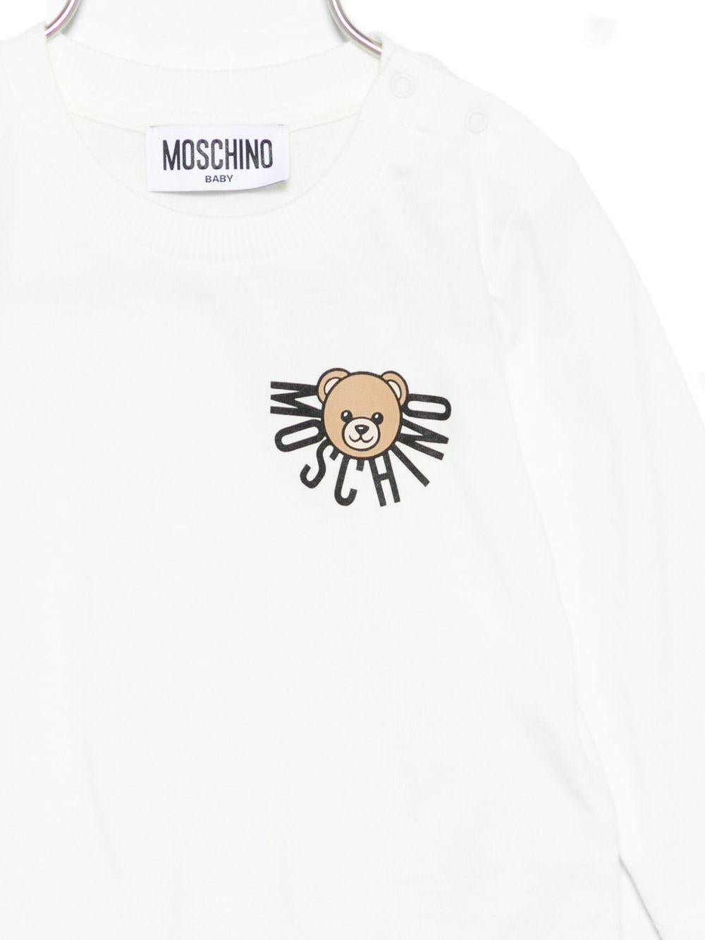 Felpa per neonati Moschino Kids bianco con stampa Teddy - Rubino Kids
