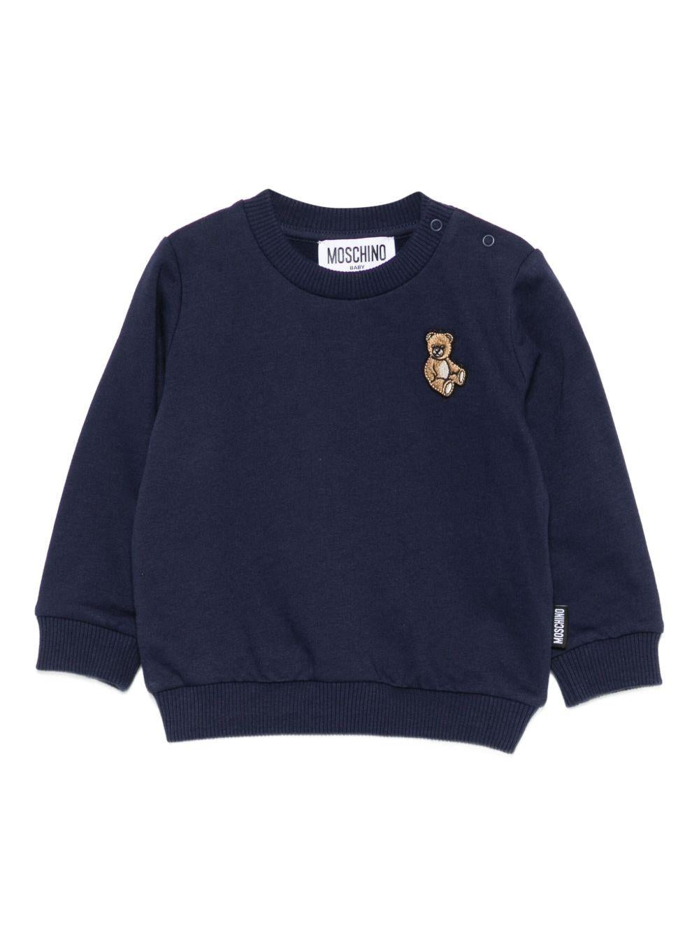 Felpa per neonati Moschino Kids blu con logo Teddy Bear - Rubino Kids