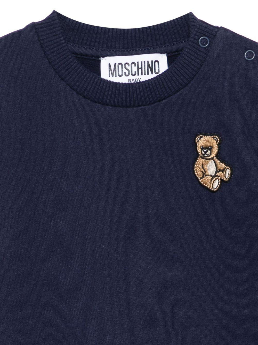 Felpa per neonati Moschino Kids blu con logo Teddy Bear - Rubino Kids