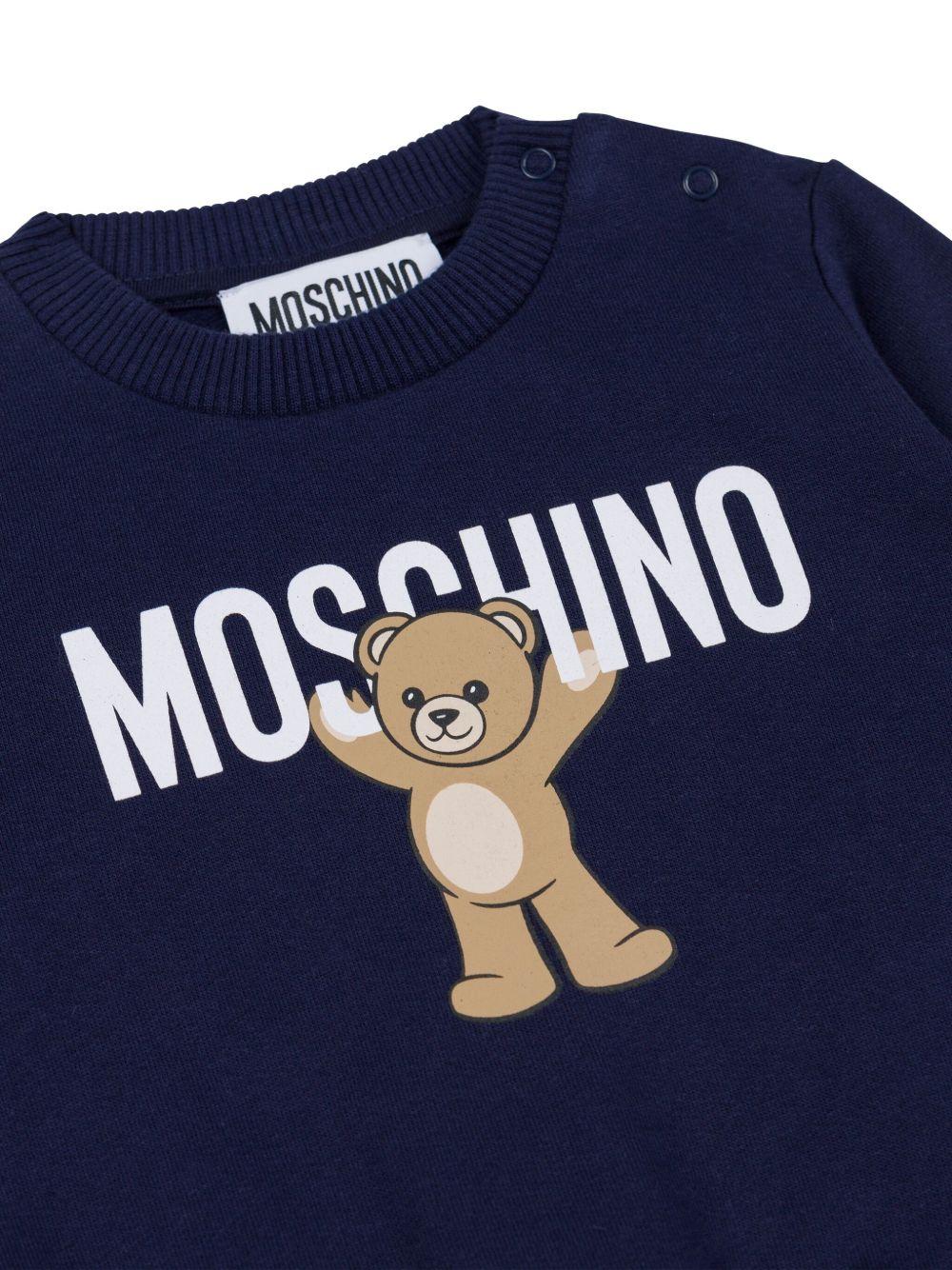Felpa per neonati Moschino Kids blu con stampa Teddy Bear - Rubino Kids