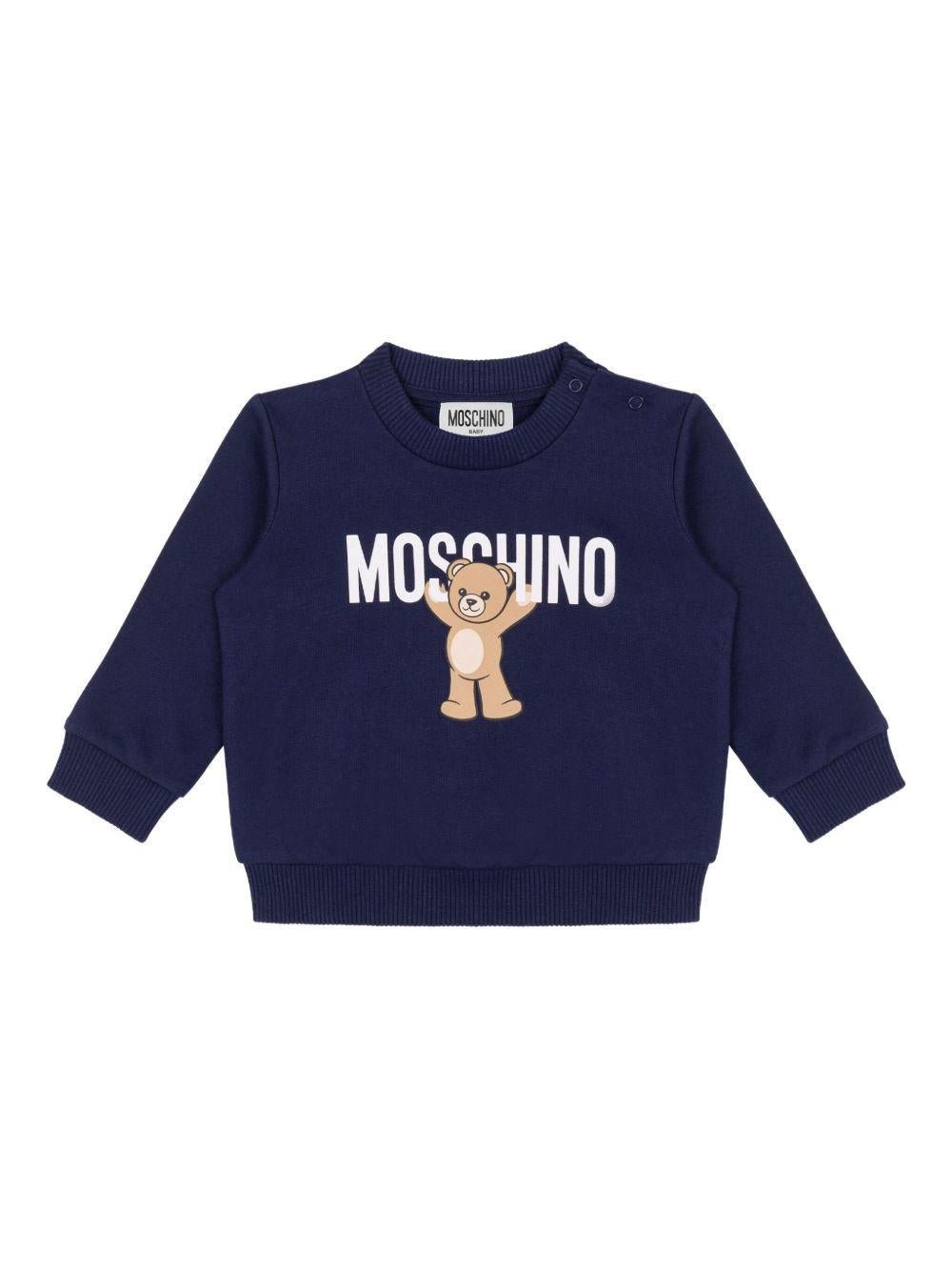 Felpa per neonati Moschino Kids blu con stampa Teddy Bear - Rubino Kids