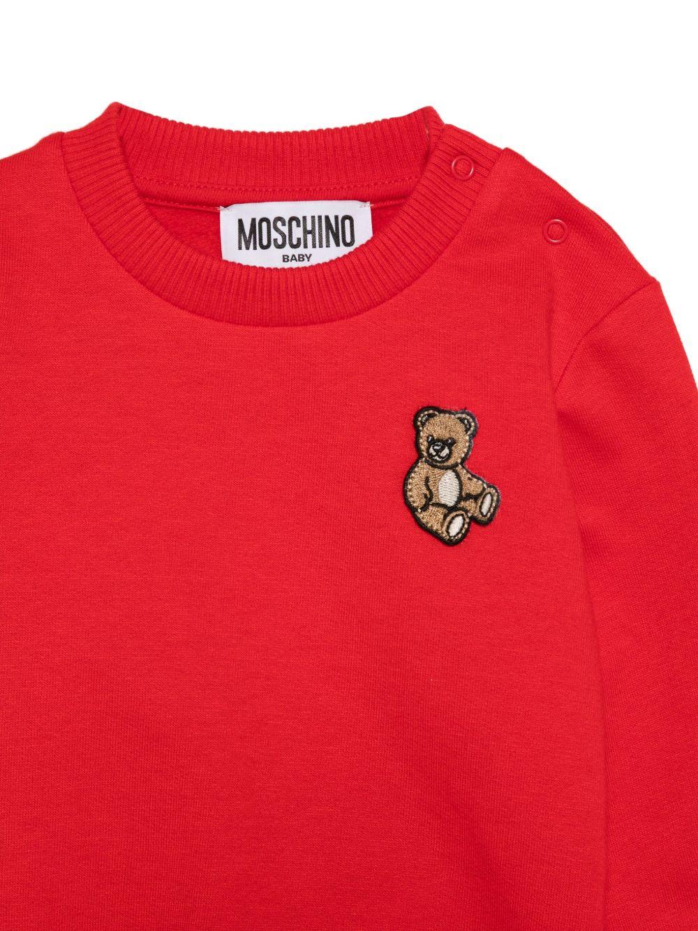 Felpa per neonati Moschino Kids rosso con logo Teddy Bear - Rubino Kids