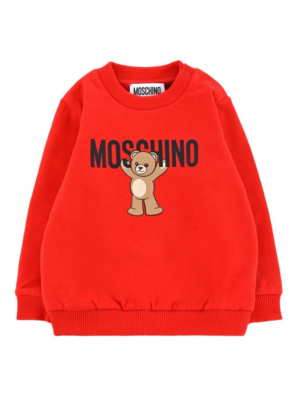 Felpa per neonati Moschino Kids rosso con logo Teddy Bear - Rubino Kids
