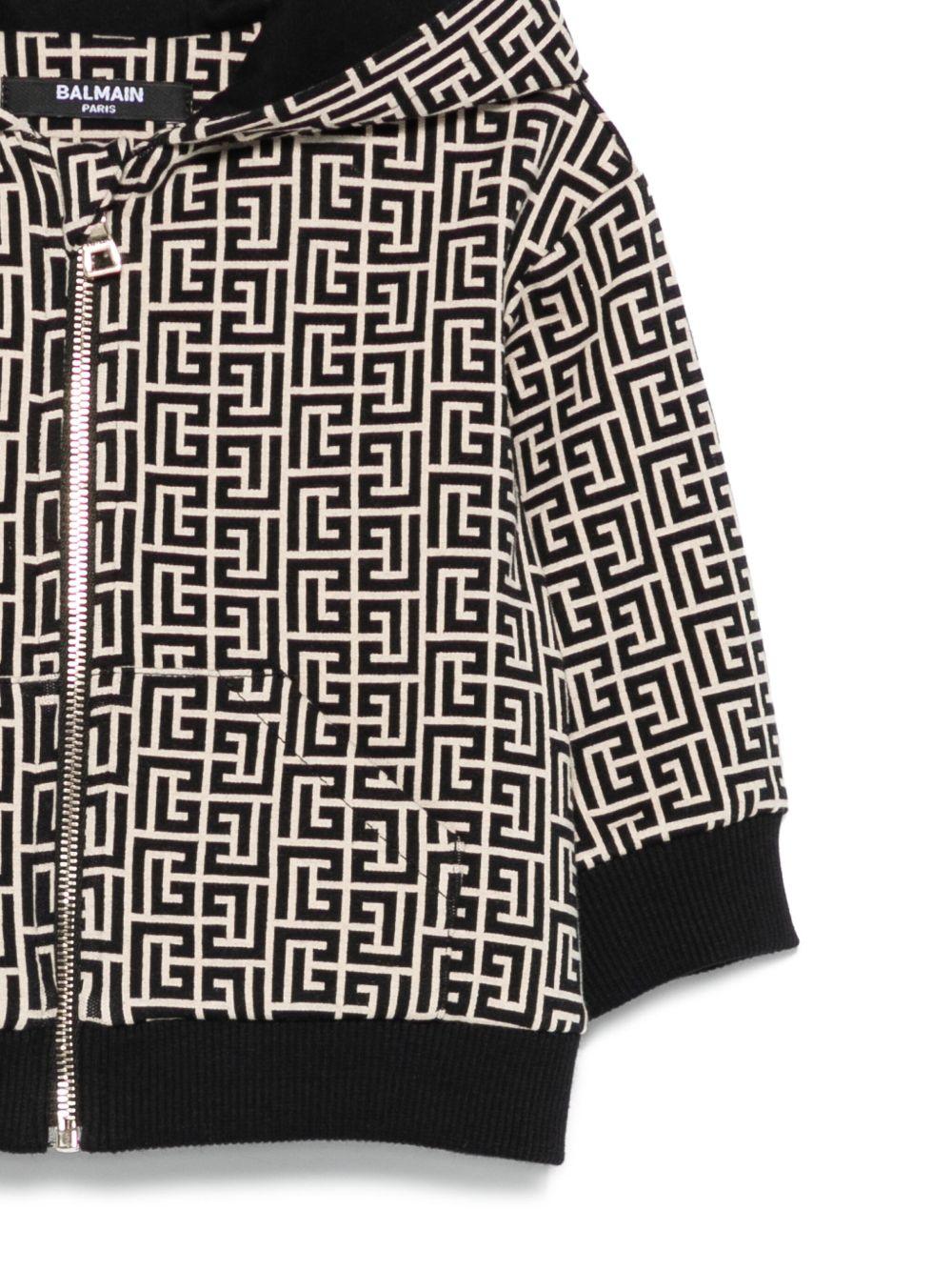 Felpa per neonato Balmain Kids nero con motivo monogramma - Rubino Kids