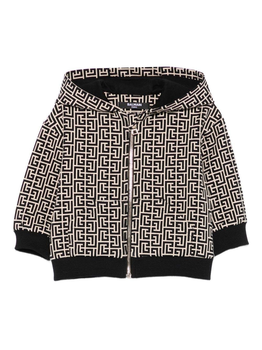 Felpa per neonato Balmain Kids nero con motivo monogramma - Rubino Kids