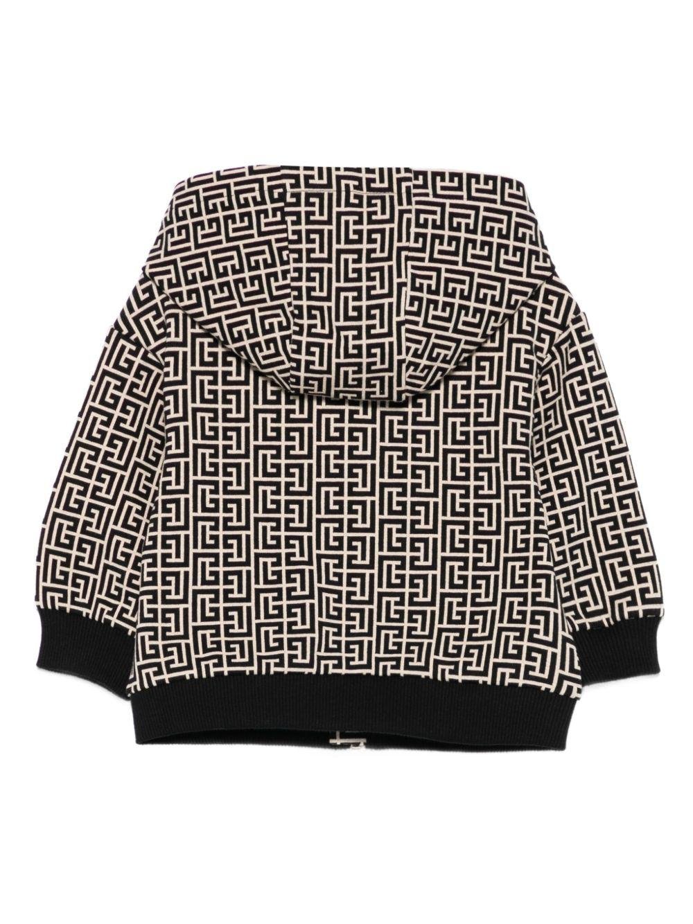 Felpa per neonato Balmain Kids nero con motivo monogramma - Rubino Kids
