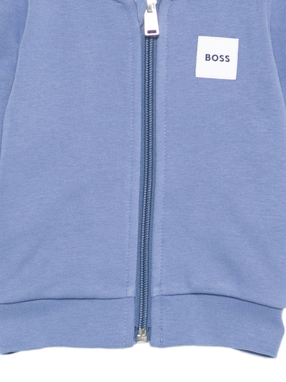 Felpa per neonato Boss Kidswear azzurra con toppa con logo - Rubino Kids