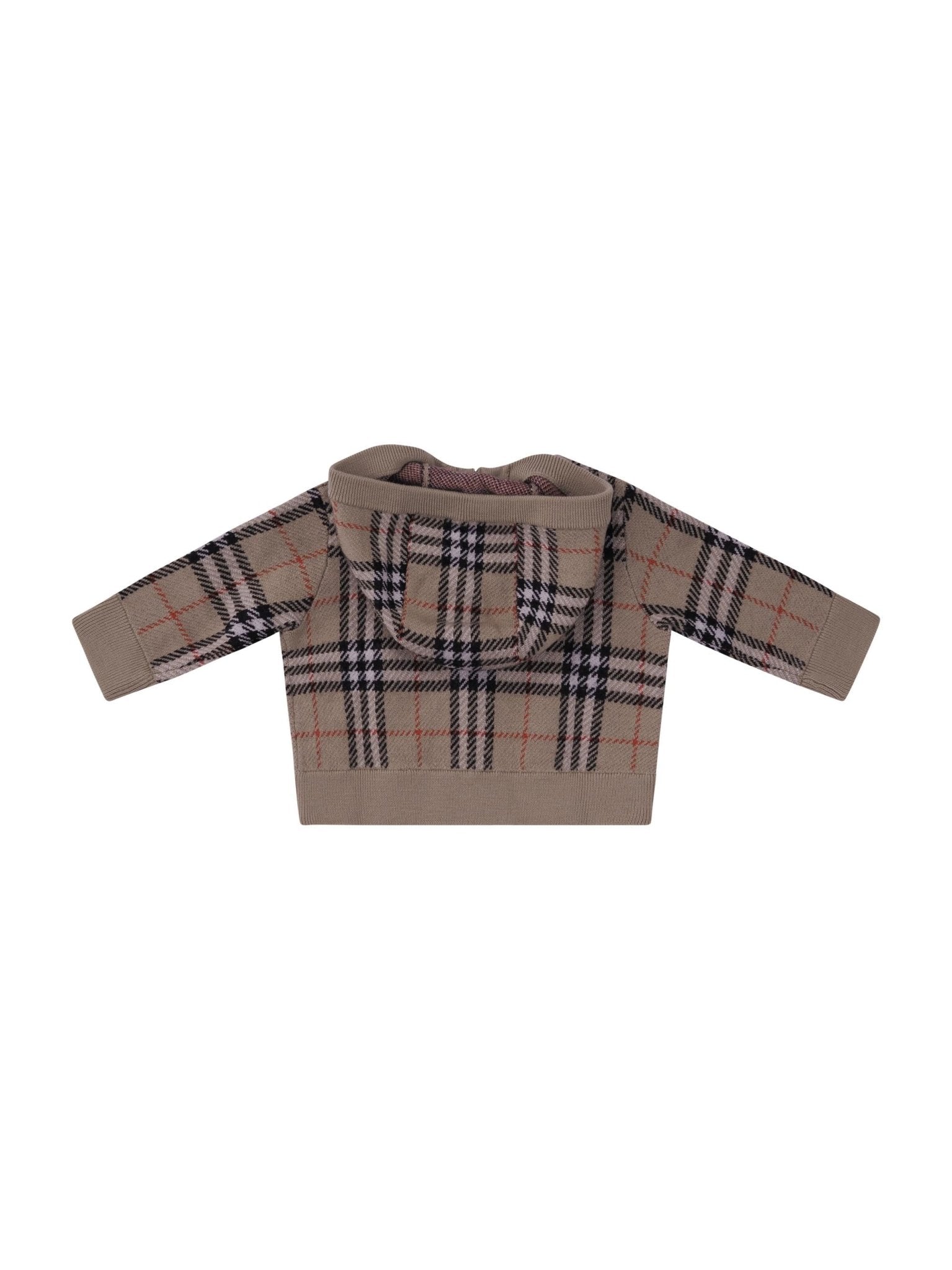 Felpa per neonato Burberry Kids beige con caratteristico motivo Vintage Check - Rubino Kids