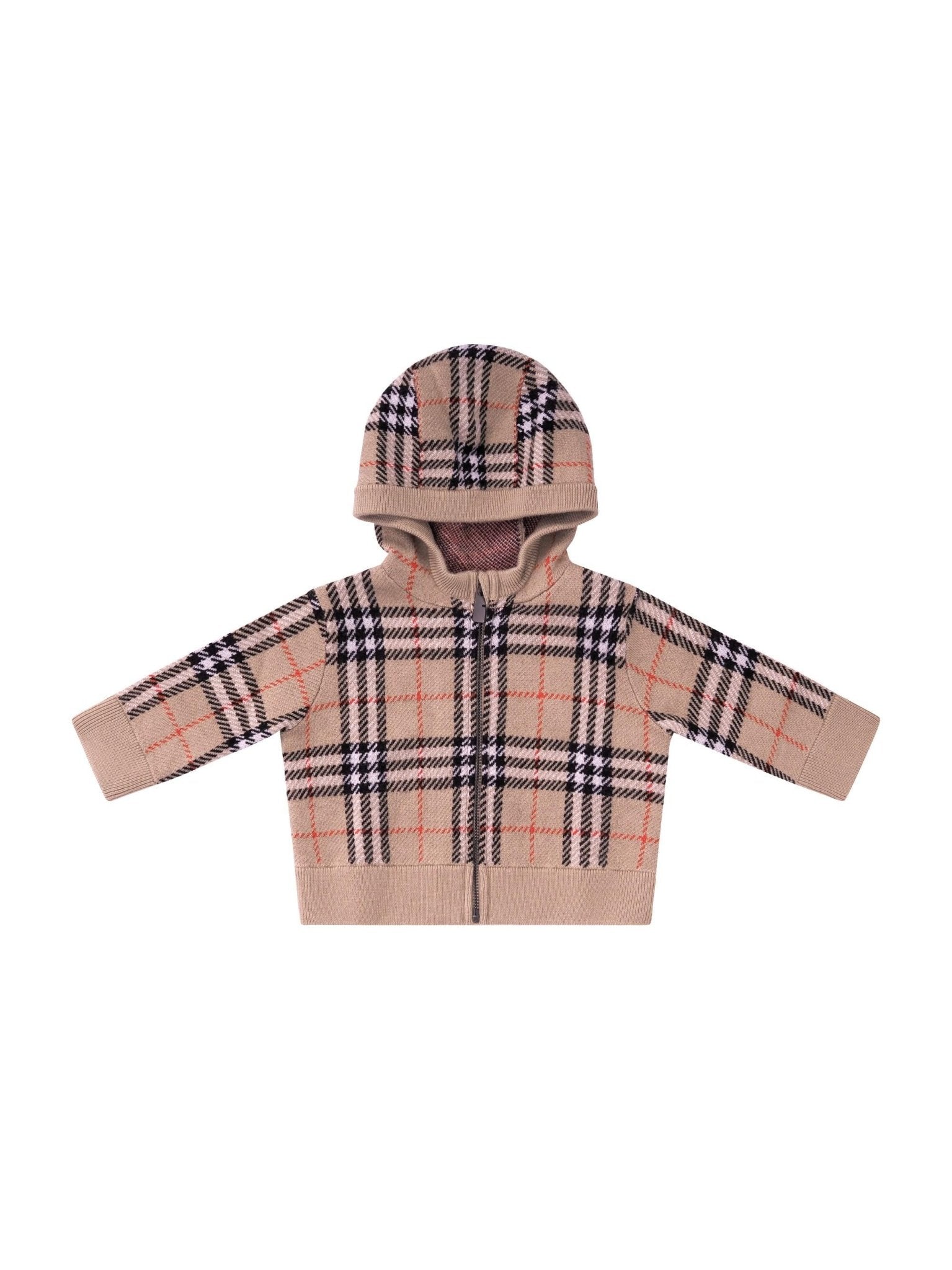 Felpa per neonato Burberry Kids beige con caratteristico motivo Vintage Check - Rubino Kids
