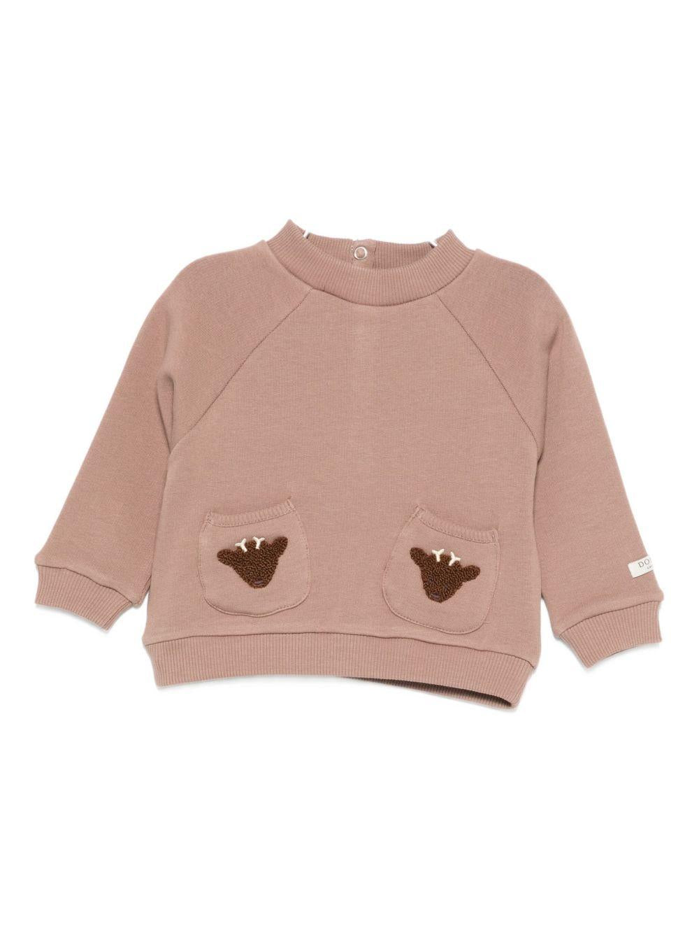 Felpa per neonato Donsje marrone con tasche con applicazione - Rubino Kids