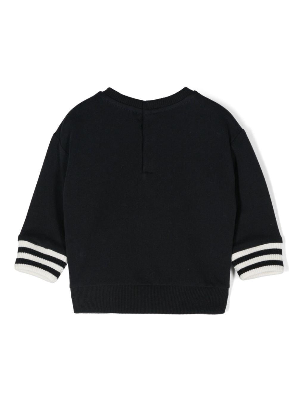 Felpa per neonato Emporio Armani Kids blu con logo - toppa e bordo a righe - Rubino Kids