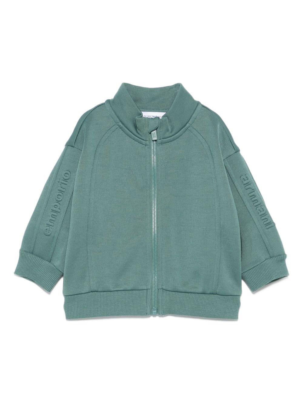 Felpa per neonato Emporio Armani Kids verde con logo in rilievo - Rubino Kids