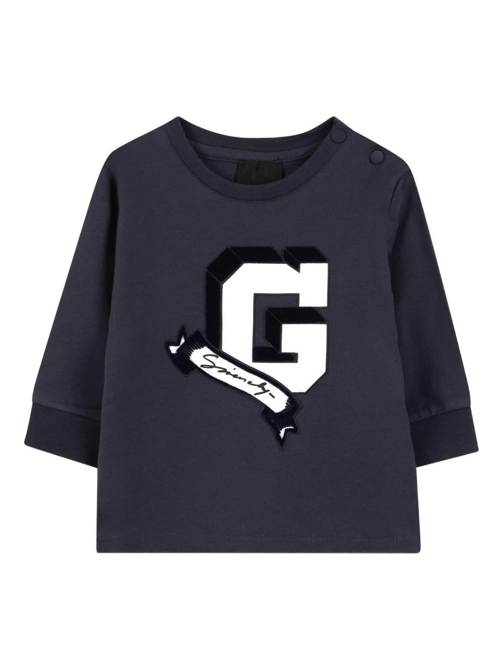 Felpa per neonato Givenchy Kids blu con applicazione con logo - Rubino Kids