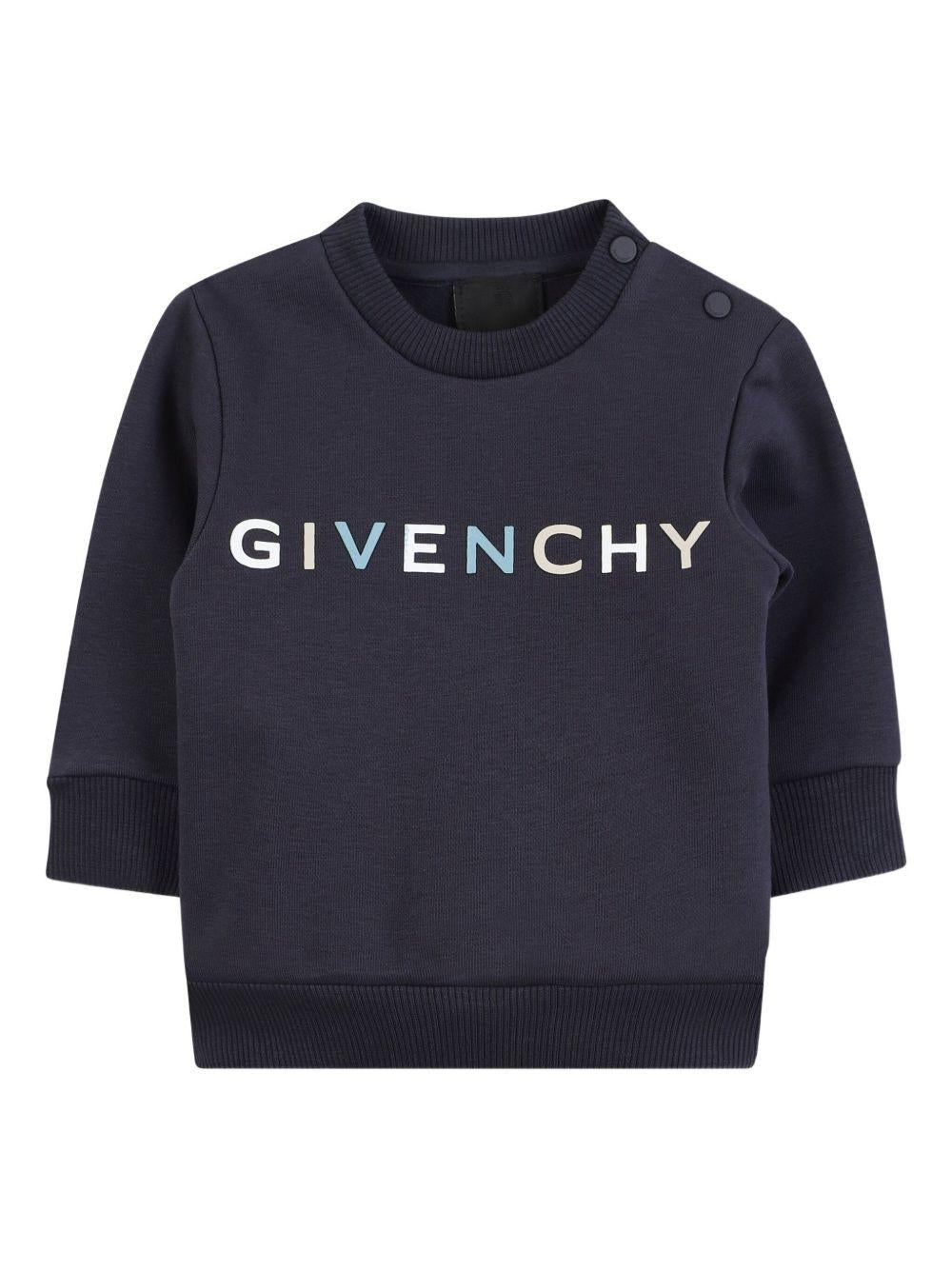 Felpa per neonato Givenchy Kids blu con logo sul davanti - Rubino Kids
