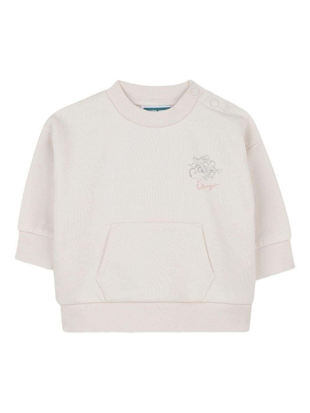 Felpa per neonato Kenzo Kids beige con stampa grafica sul retro - Rubino Kids