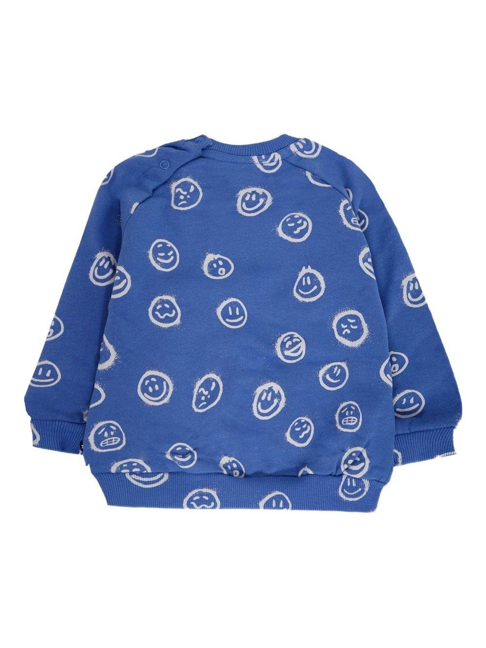 Felpa per neonato Molo blu con stampa smile all - over - Rubino Kids