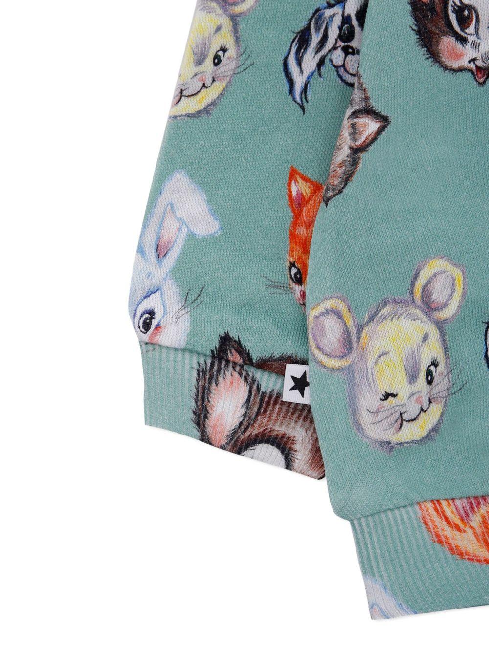 Felpa per neonato Molo verde Disc con stampa grafica all - over e maniche lunghe raglan - Rubino Kids