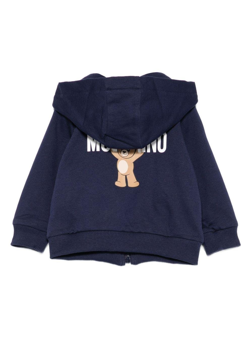 Felpa per neonato Moschino Kids blu con chiusura con zip - Rubino Kids