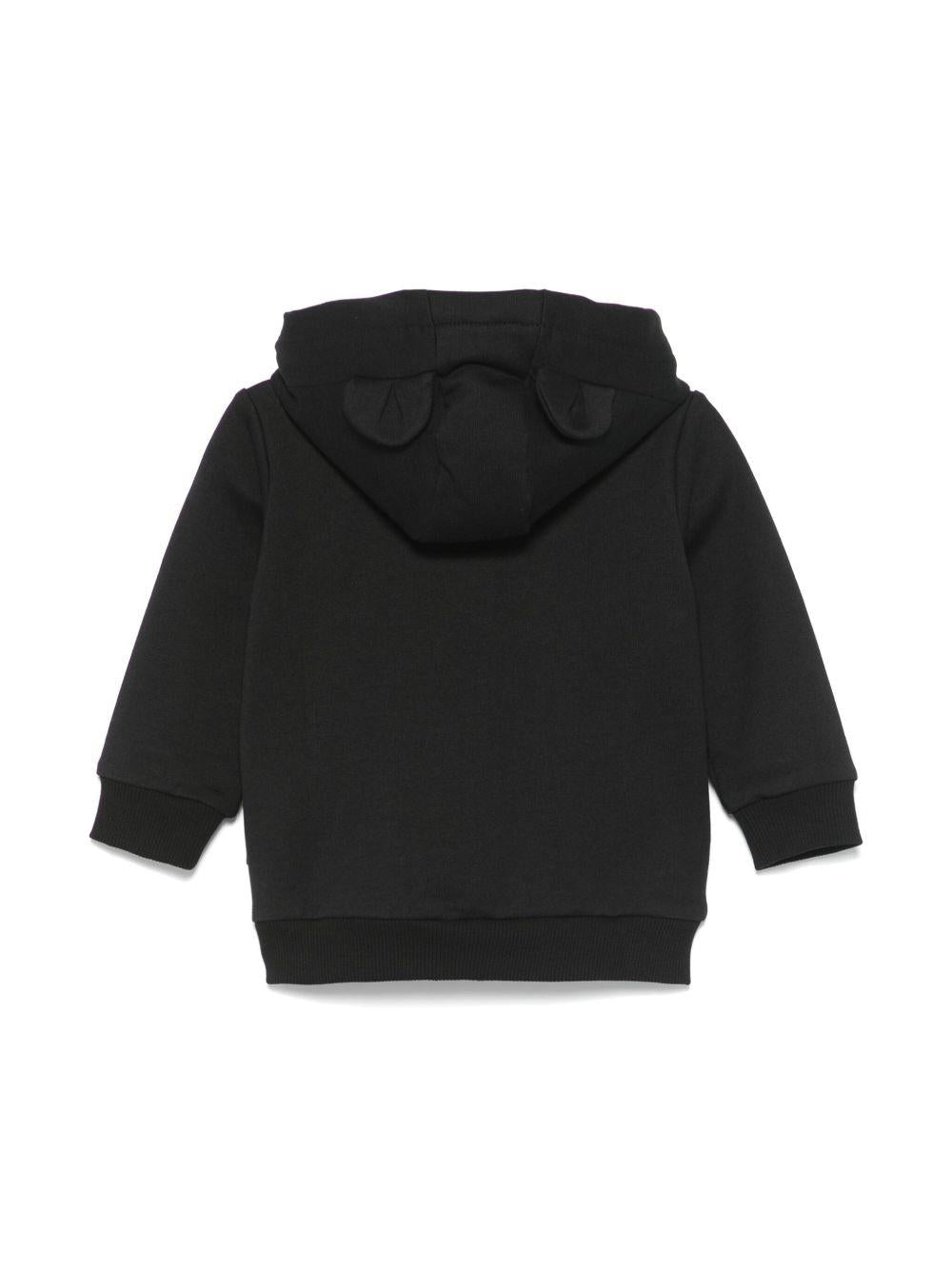 Felpa per neonato Moschino Kids nero con applicazione Teddy Bear con cappuccio - Rubino Kids