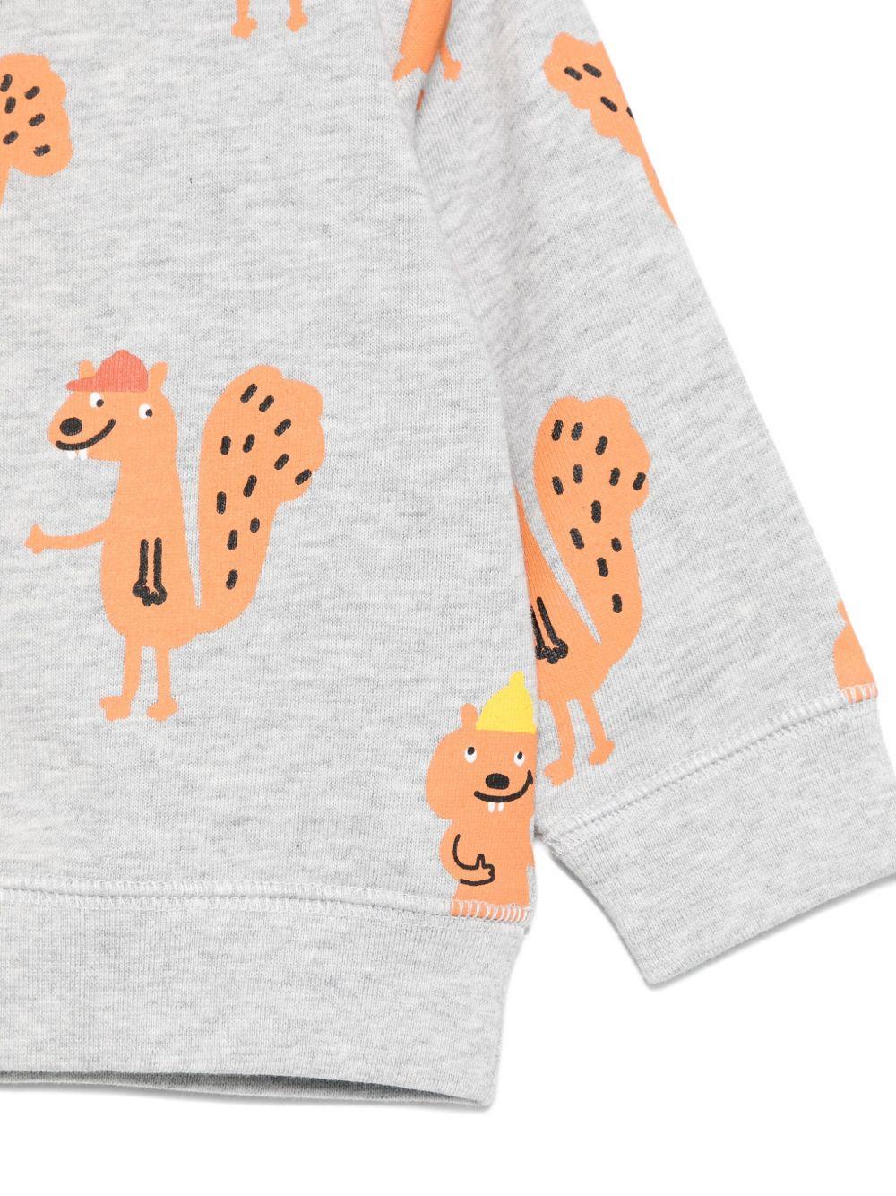 Felpa per neonato Stella McCartney Kids grigio con stampa scoiattoli - Rubino Kids