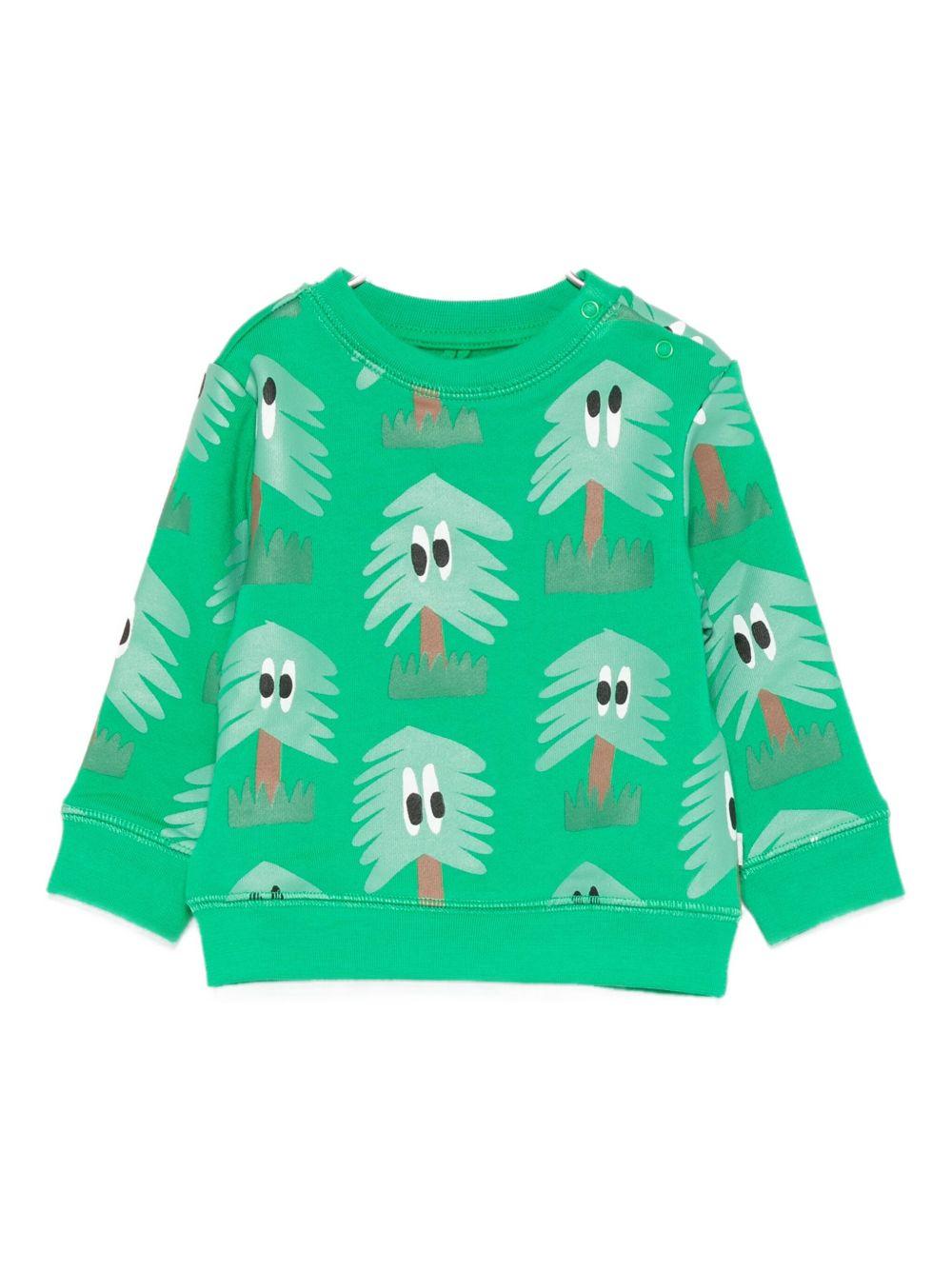 Felpa per neonato Stella McCartney Kids verde con stampa alberelli - Rubino Kids