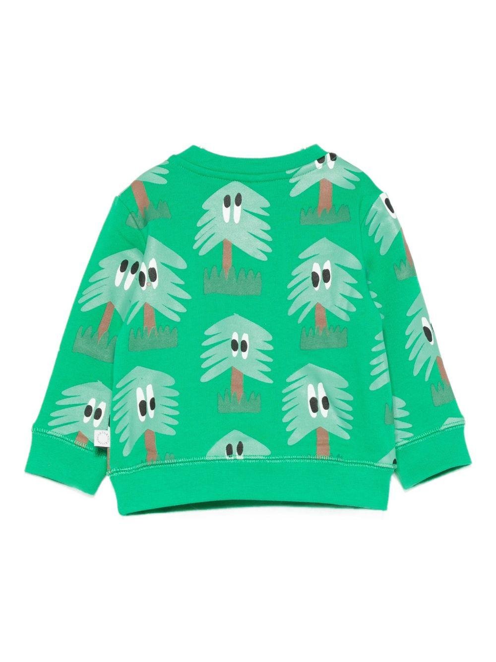 Felpa per neonato Stella McCartney Kids verde con stampa alberelli - Rubino Kids