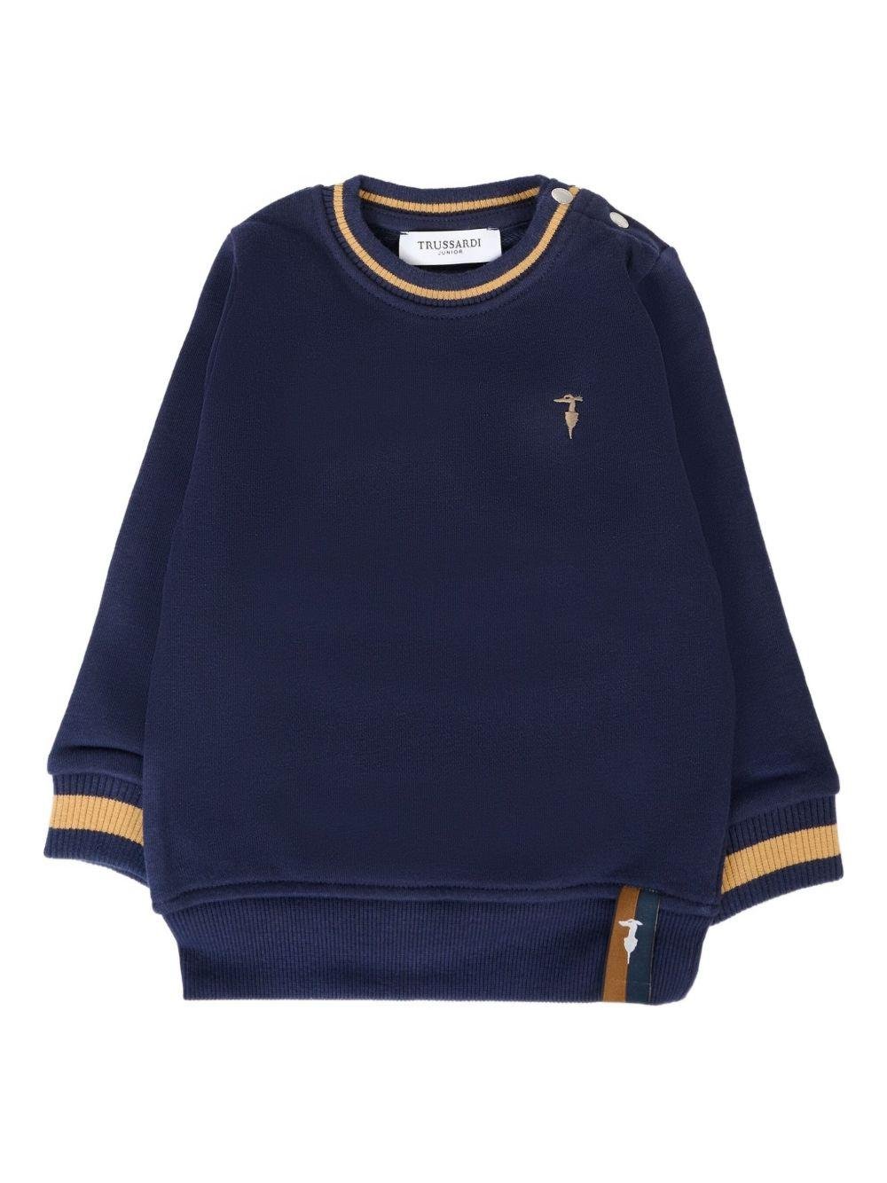 Felpa per neonato Trussardi Junior blu con bordi a coste - Rubino Kids