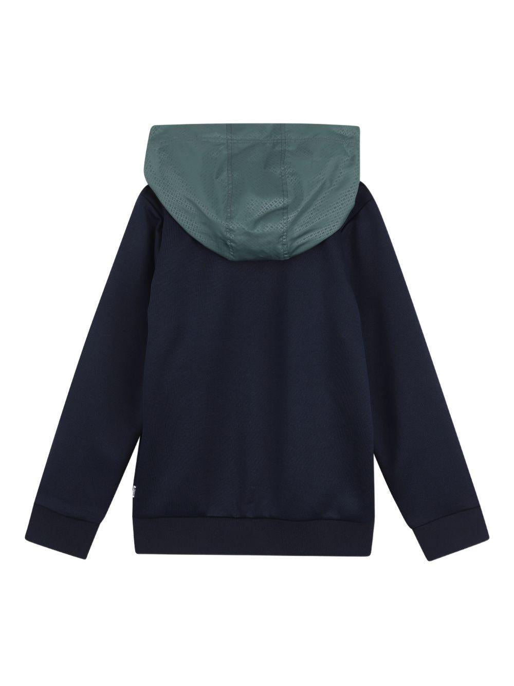 Felpe da bambino Boss Kids blu scuro con cappuccio e zip - Rubino Kids