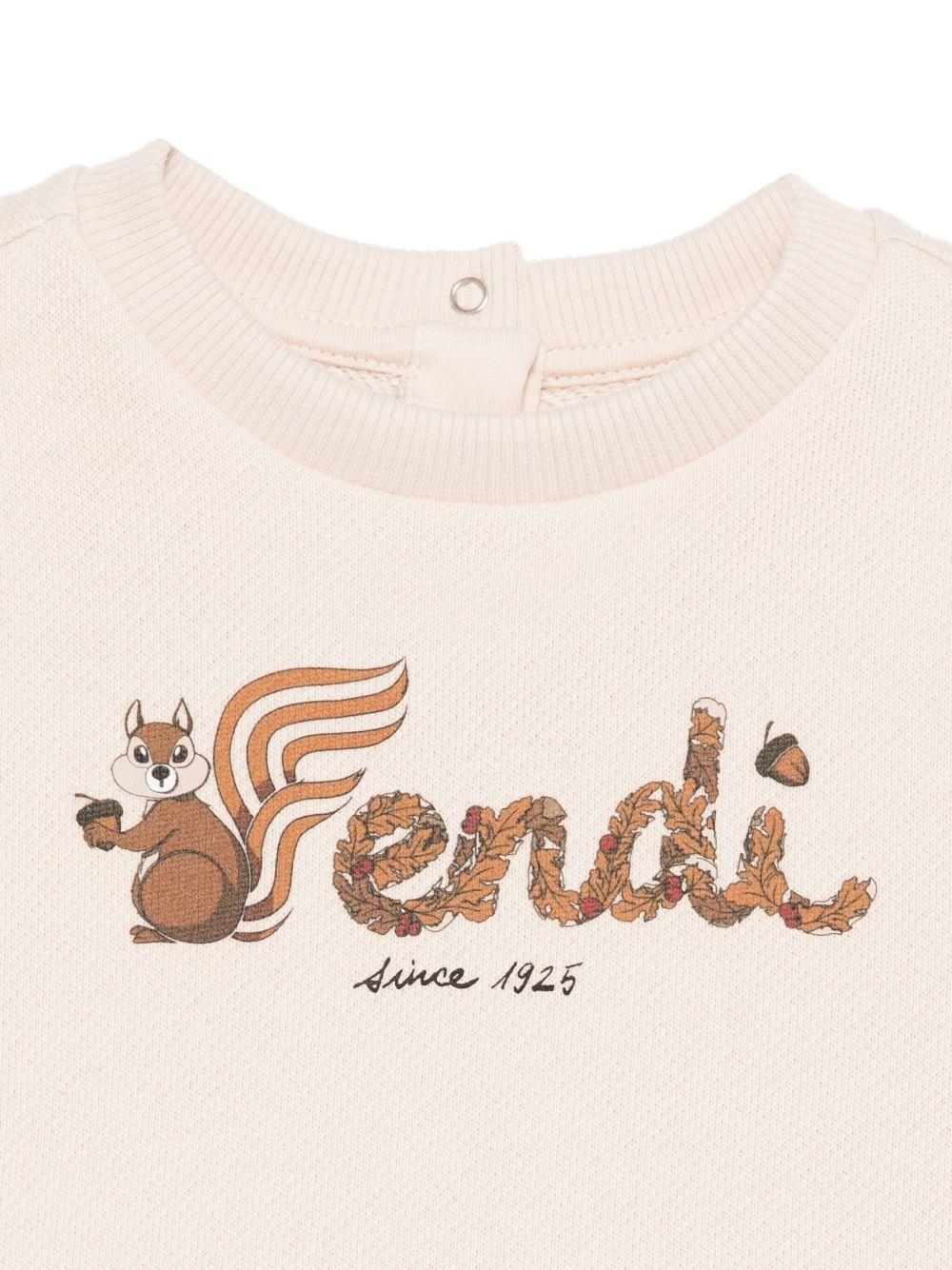 Felpe per neonati Fendi Kids beige con stampa grafica scoiattolo - Rubino Kids