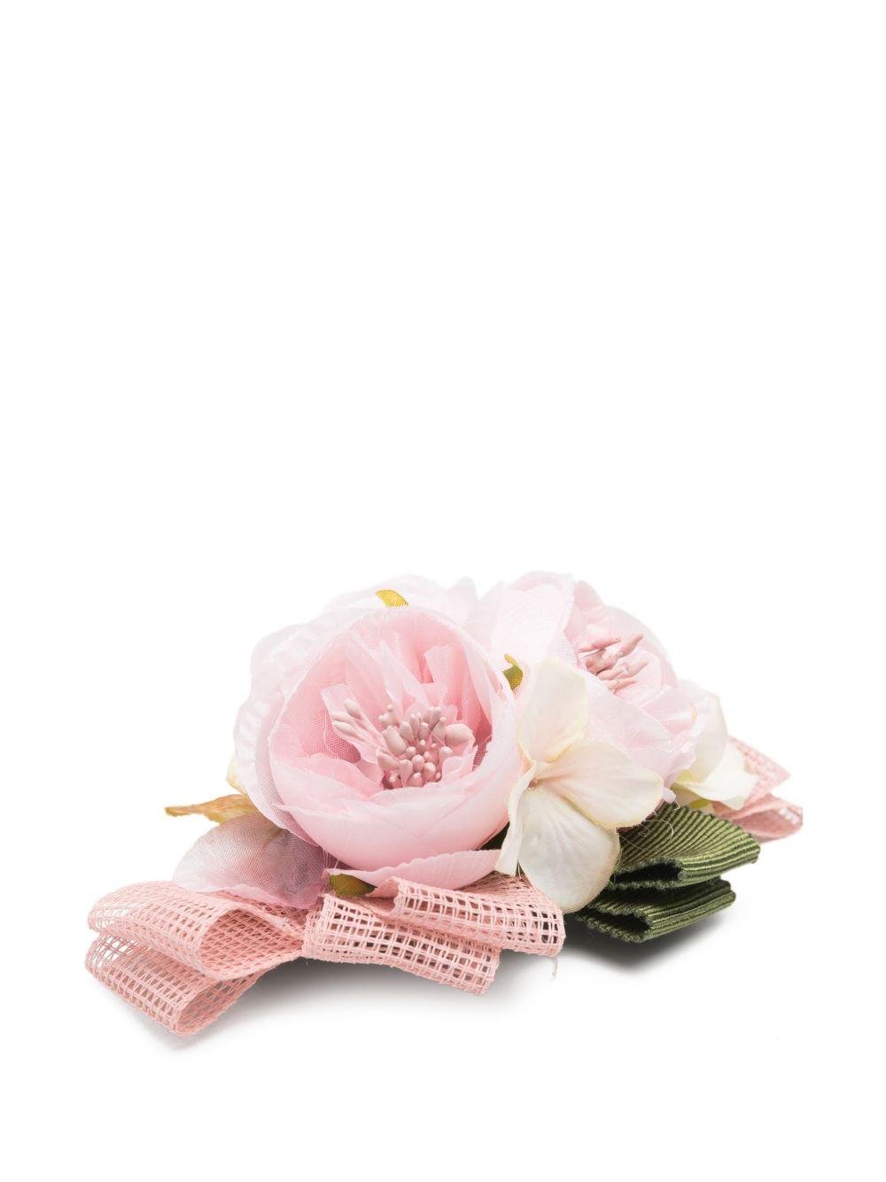 Fermaglio per capelli per bambina Colorichiari rosa con fiori - Rubino Kids