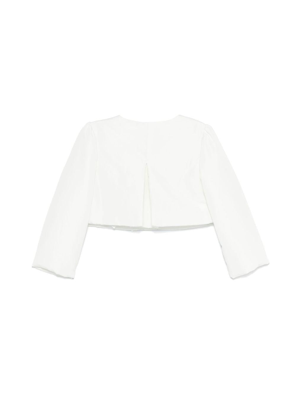 Giacca biker per neonata Monnalisa bianco con dettaglio ruches - Rubino Kids