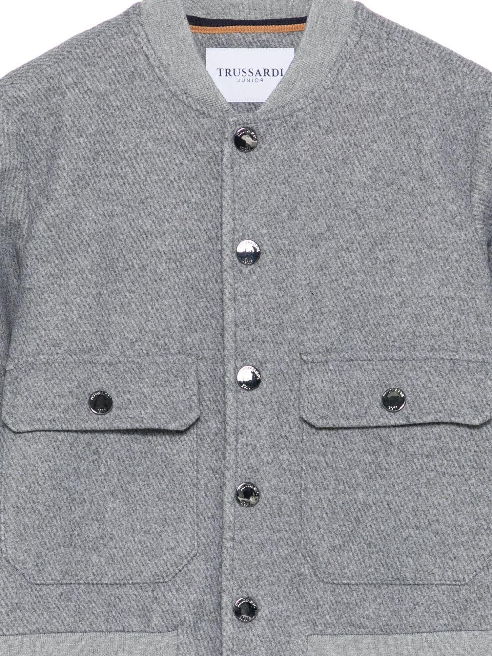 Giacca bomber per bambino Trussardi Junior grigia con tasche a filetto - Rubino Kids