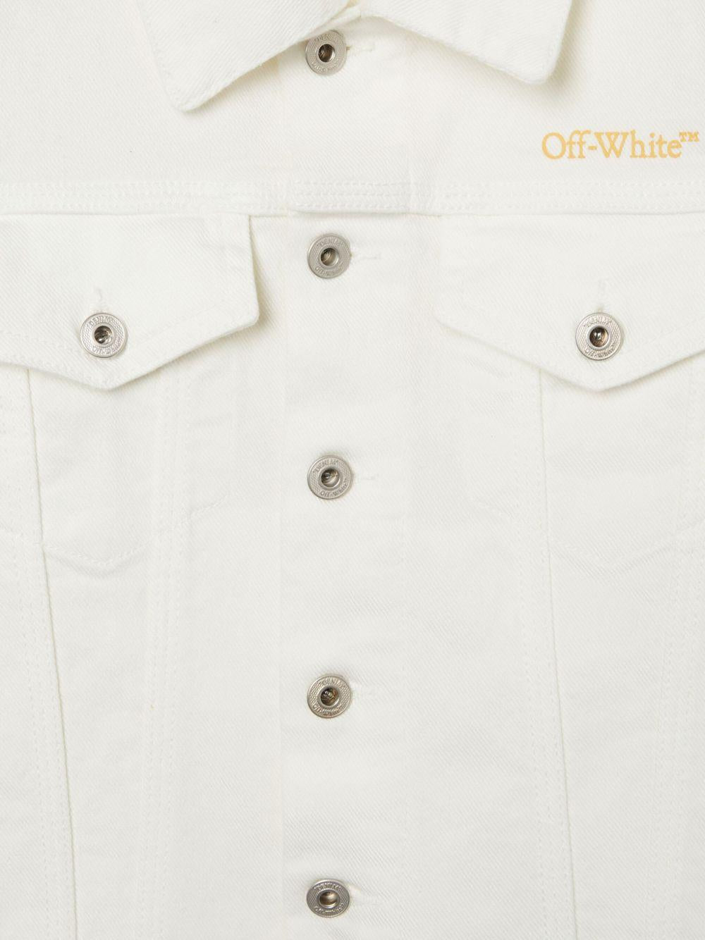 Giacca denim per bambina Off - White Kids Bookish Diag bianco con stampa sulle maniche - Rubino Kids