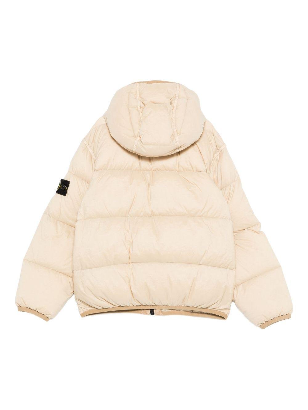 Giacca imbottita per bambino Stone Island Junior beige con cappuccio - Rubino Kids