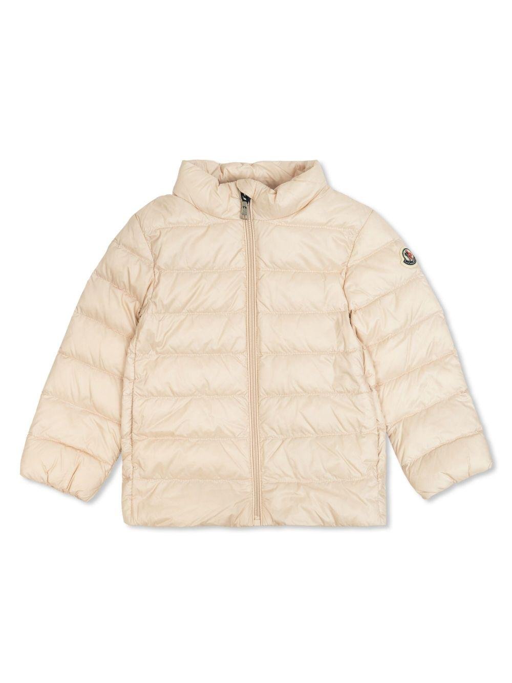 Giacca imbottita per neonata Moncler Enfant rosa con due tasche laterali oblique - Rubino Kids