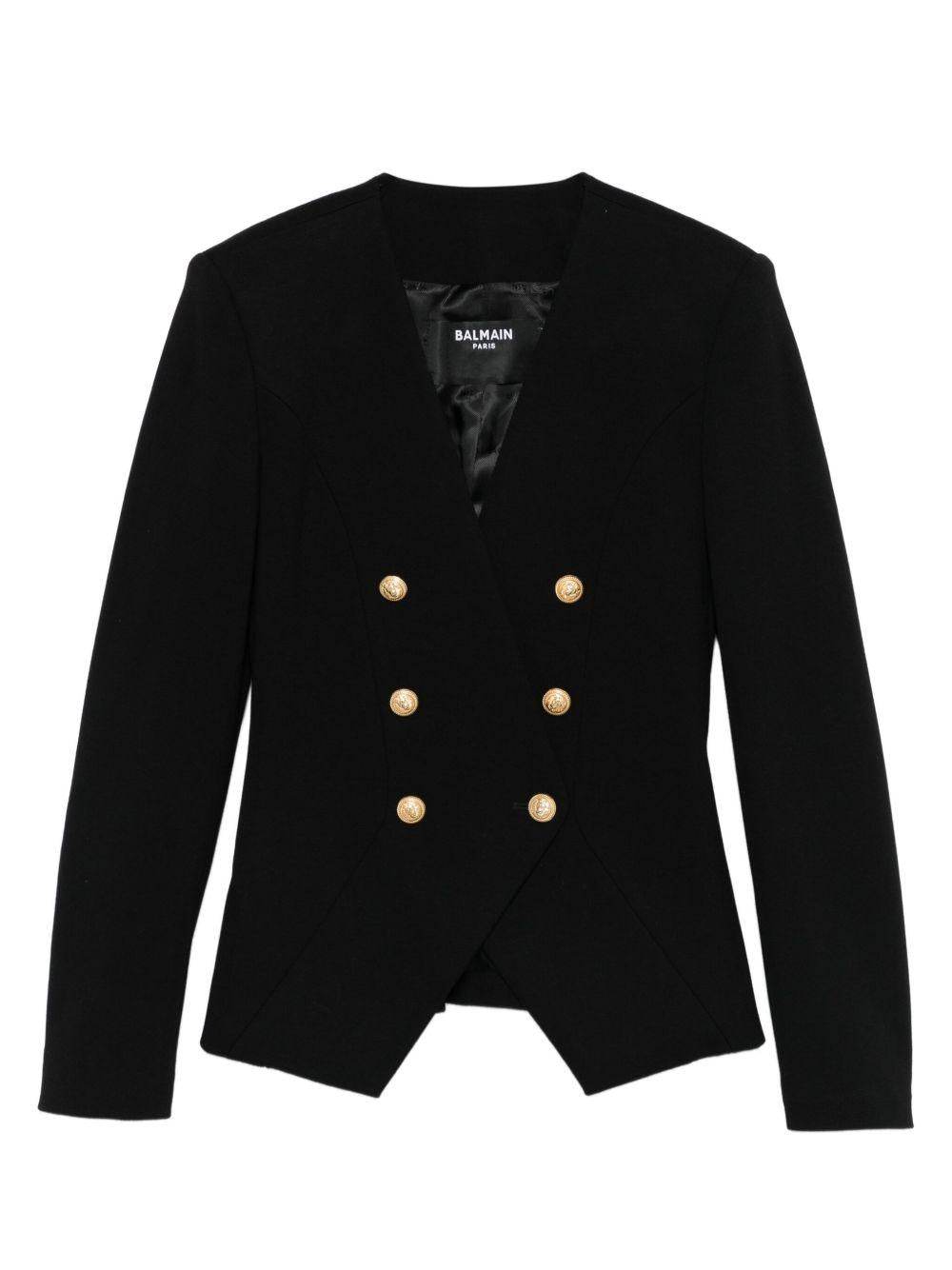 Giacca per bambina Balmain Kids nero doppiopetto con abbottonatura - Rubino Kids